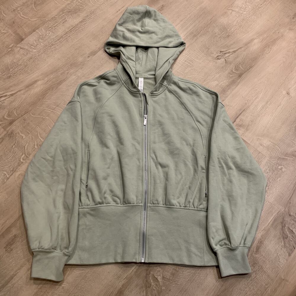 Lululemon Hugged Waist Cotton Full Zip Hoodie Fern Green Women's 8 Sweatshirt